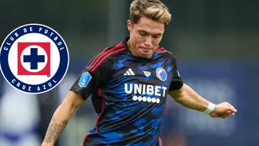 Huescas con el Copenhague y escudo de cruz Azul/FOTO:Mexsport