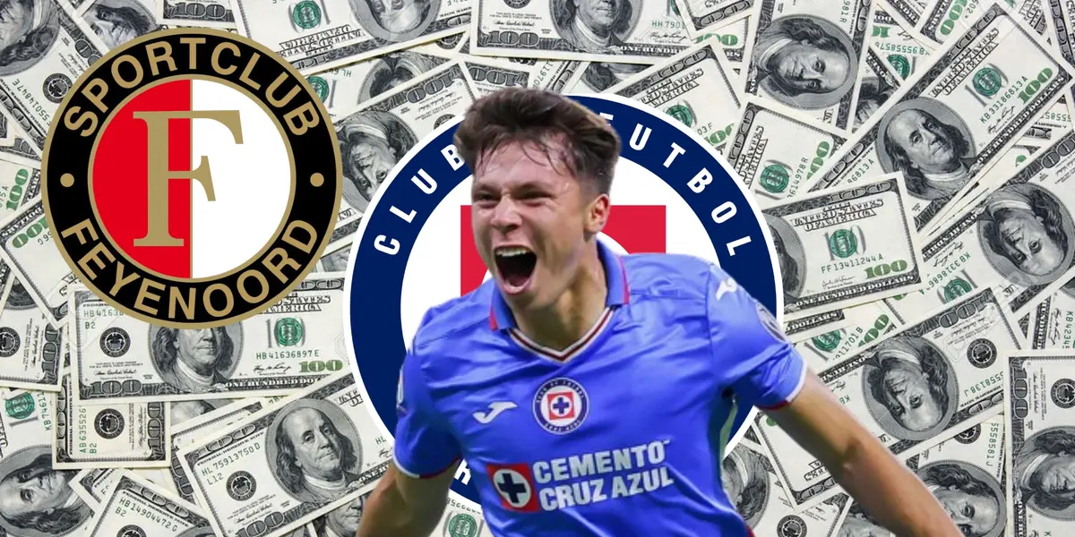 Huescas, de fondo el logo de Cruz Azul y del Feyenoord