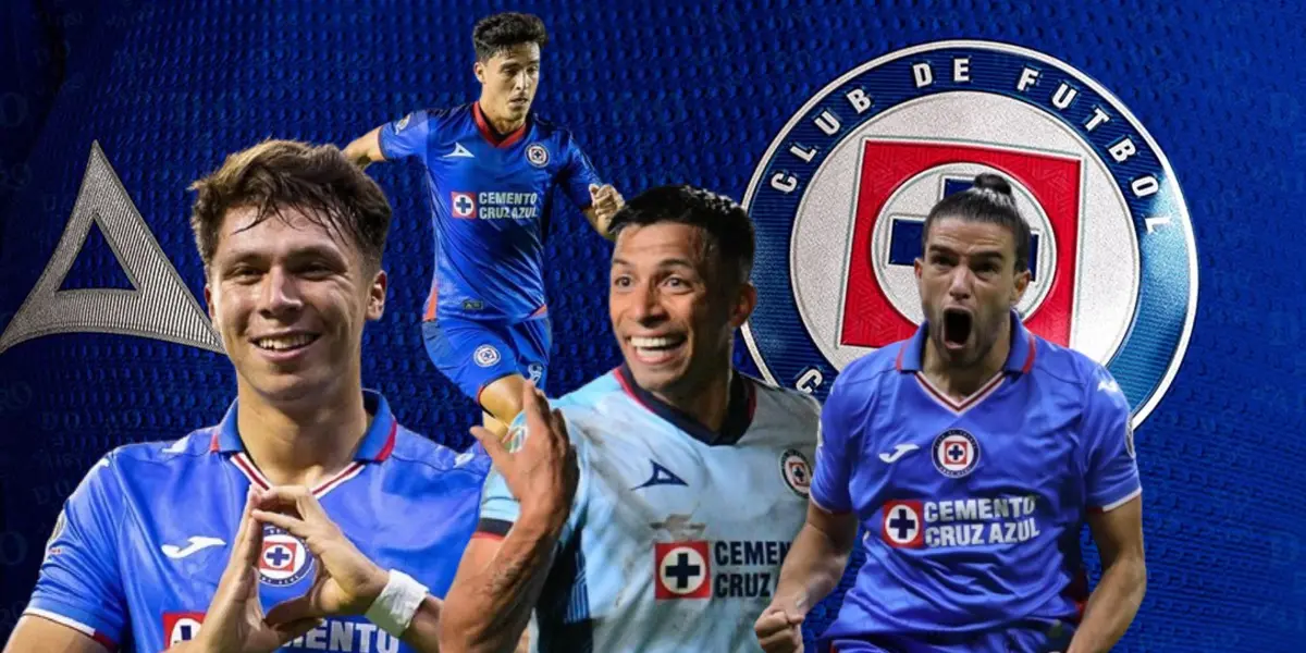 Huescas, Sepúlveda, Rivero y Faravelli de fondo la jersey de Cruz Azul/FOTO La Máquina Celeste