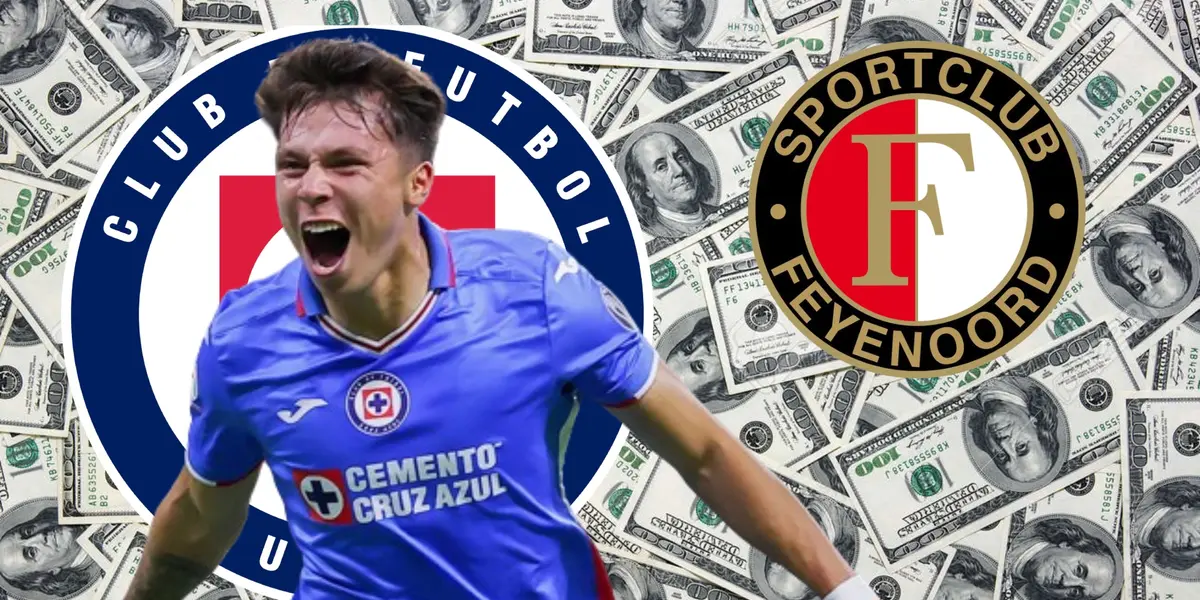 Huescas y los escudos de Cruz Azul y Feyenoord/FOTO La Máquina Celeste