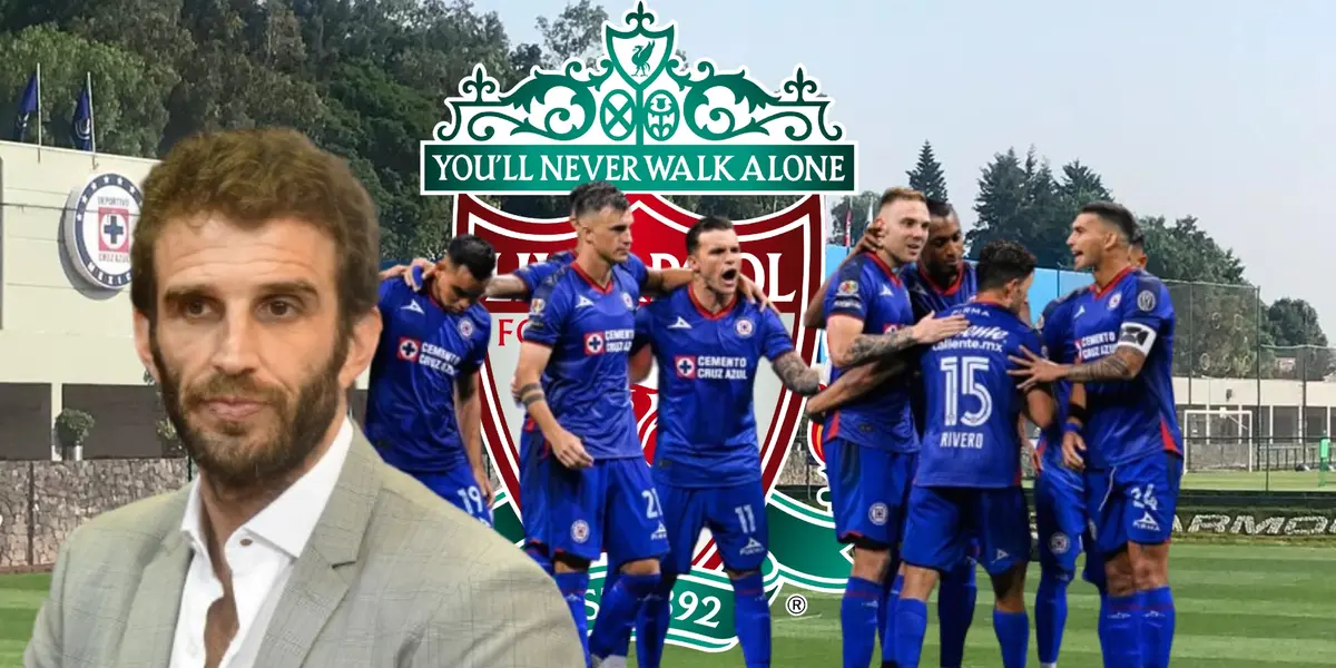 Iván Alonso, con el equipo de Cruz Azul, logo del Liverpool