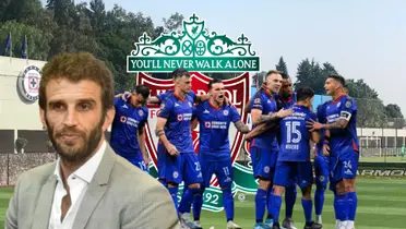 Iván Alonso, con el equipo de Cruz Azul, logo del Liverpool