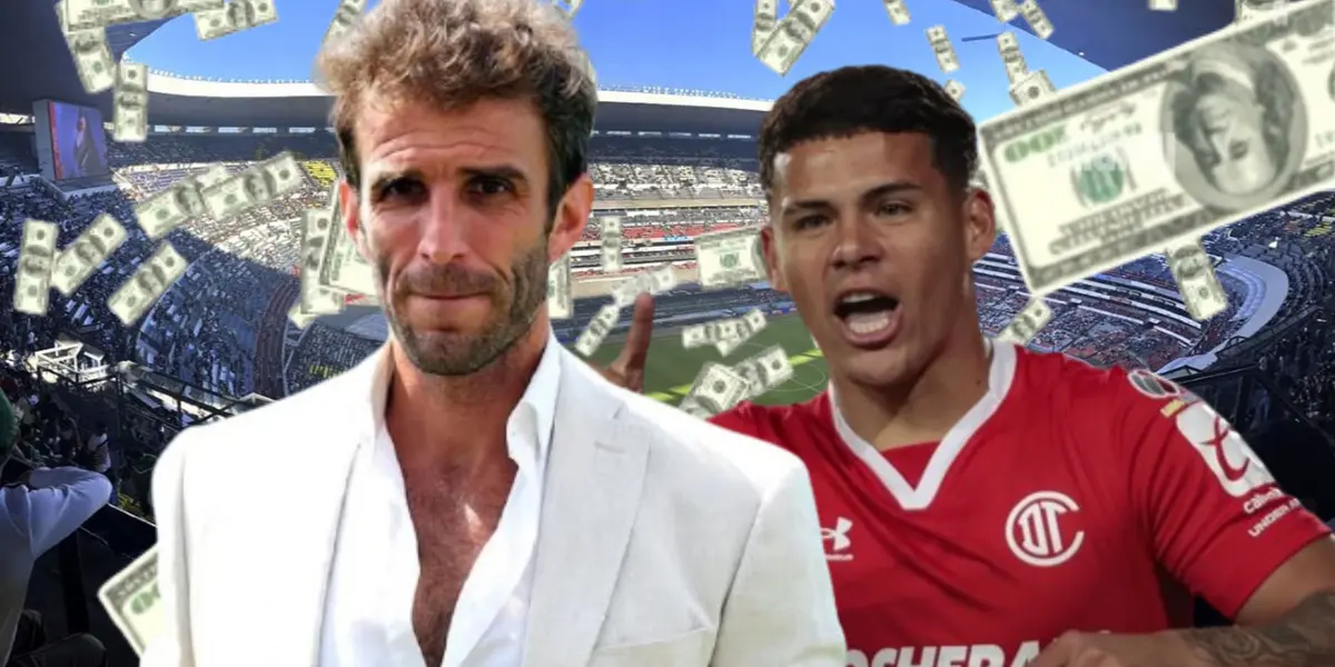 Iván Alonso, Maxi Araujo, de fondo el Estadio Azteca