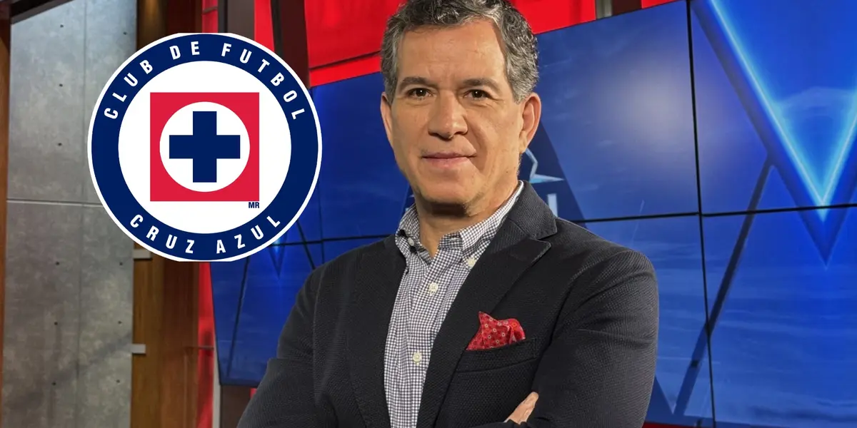 Javier Alarcón con el logo de Cruz Azul