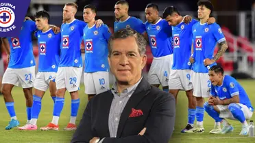 Javier Alarcón y los jugadores de Cruz Azul (Fuente: Publímetro / ESPN)