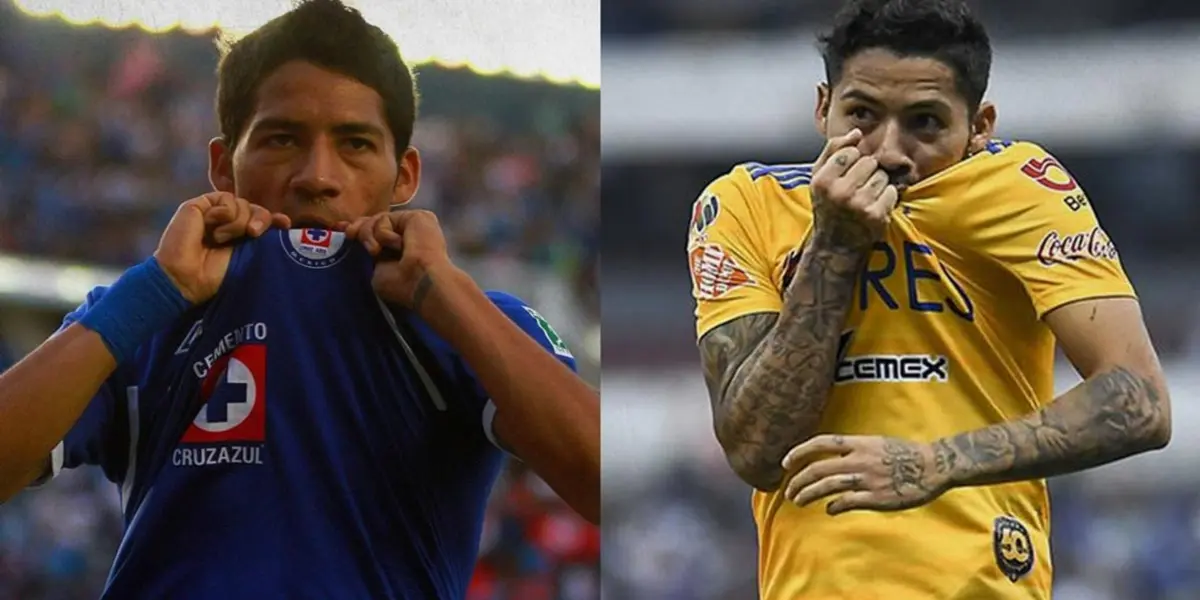 Javier Aquino besa la playera de Cruz Azul y de Tigres / Fútbol Total