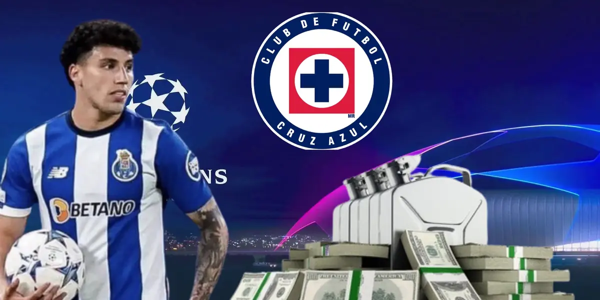 Jorge Sánchez con el equipo de Porto, logo de Cruz Azul