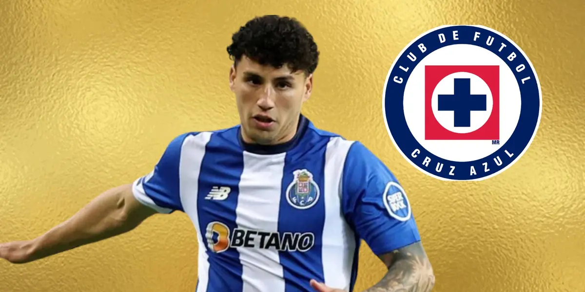 Jorge Sánchez en fondo dorado con el escudo de Cruz Azul/La Máquina Celeste