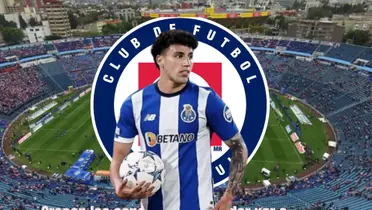 Jorge Sánchez vistiendo del Porto, escudo de Cruz Azul/La Máquina Celeste
