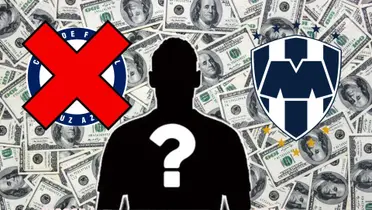 Jugador oculto con los escudos de Cruz Azul y Monterrey/La Máquina Celeste