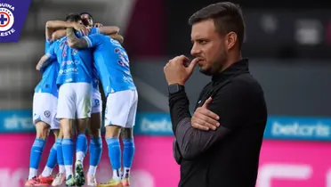 Jugadores de Cruz Azul y Martín Anselmi (Fuente: MEXSPORT)