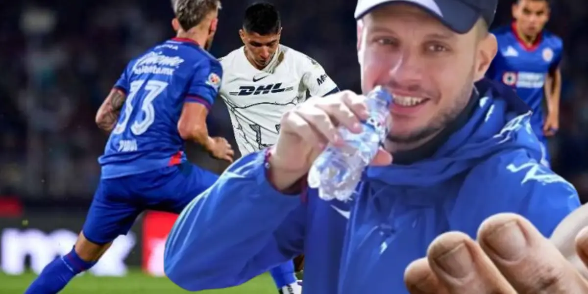 Jugadores de Cruz Azul y Pumas con Martín Anselmi/ Foto: TV Azteca