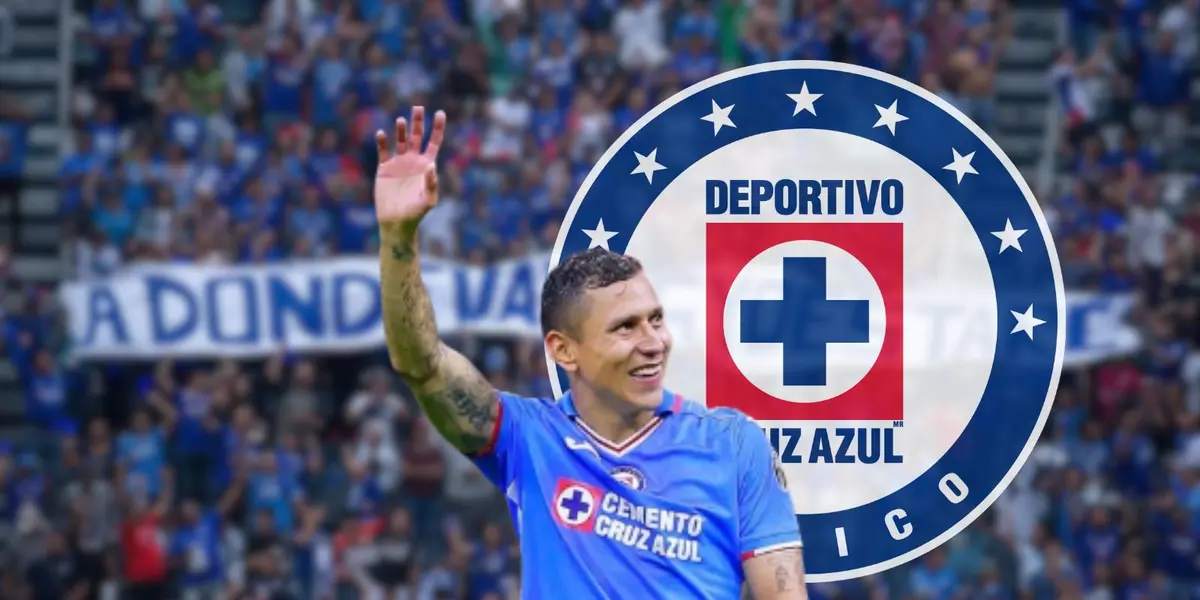 Julio César Domínguez saludando a la afición de Cruz Azul durante un partido de Liga MX
