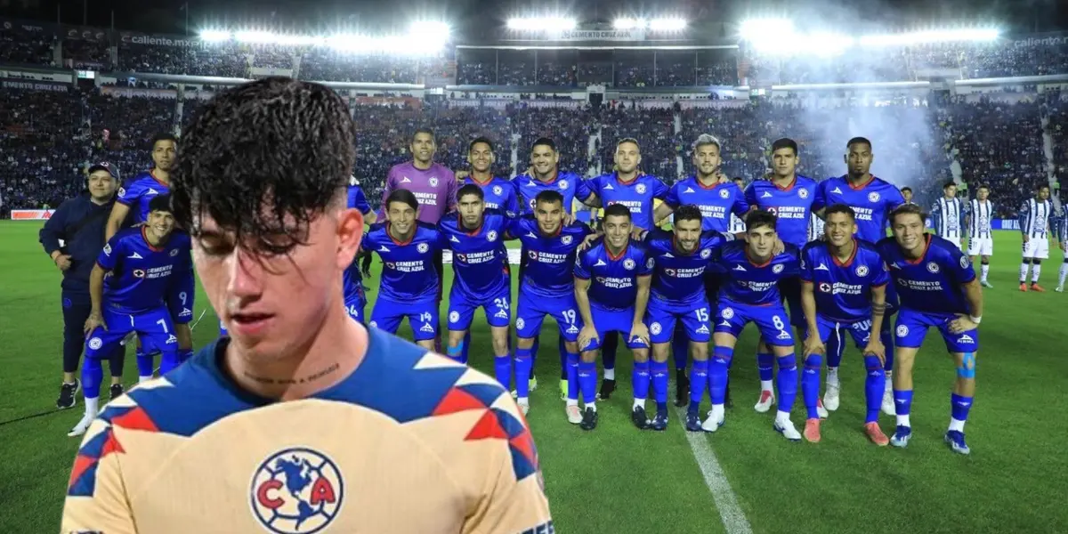 Kevin Álvarez en primer plano, de fondo Cruz Azul 2024/FOTO La Máquina Celeste