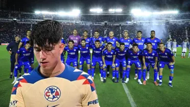 Kevin Álvarez en primer plano, de fondo Cruz Azul 2024/FOTO La Máquina Celeste