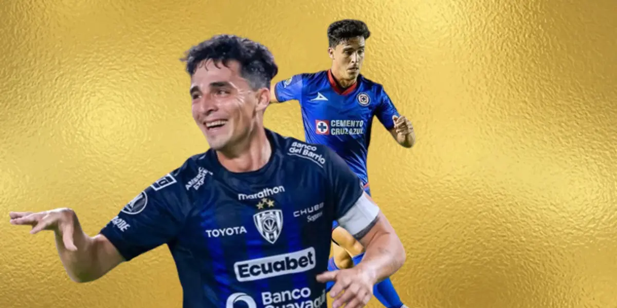 Lorenzo Faravelli con lam jersey de Independiente del Valle y Cruz Azul/La Máquina Celeste