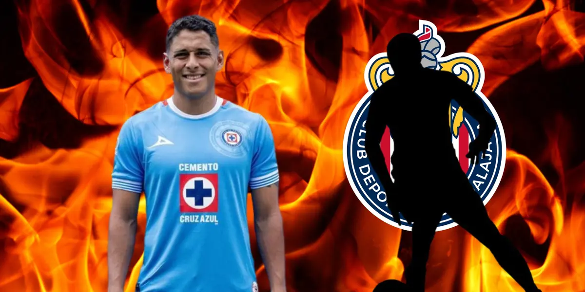 Luis Romo vistiendo la jersey de Cruz Azul, jugador oculto, escudo de Chivas/La Máquina Celeste