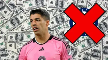 Luis Suárez Inter Miami, fonde de dólares, logo de Cruz Azul tapado