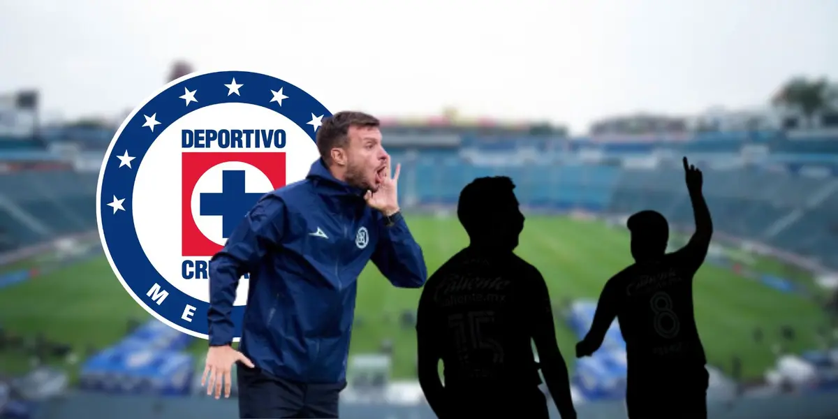 Martín Anselmi dando instrucciones durante un partido de Cruz Azul en el torneo Clausura 2024