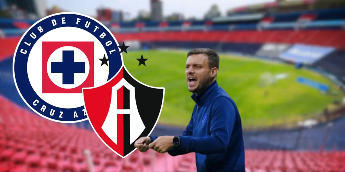 Martín Anselmi dando instrucciones durante un partido de Liga MX con Cruz Azul