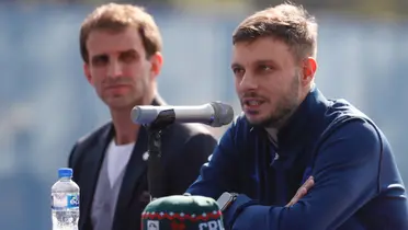 Martín Anselmi en conferencia de prensa, cuando fue presentado con Cruz Azul / Cruz Azul