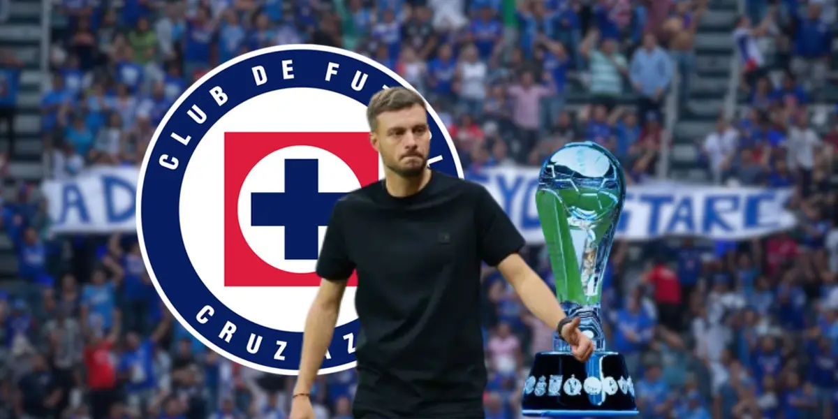 Martín Anselmi en un partido de Liga MX dirigiendo a Cruz Azul