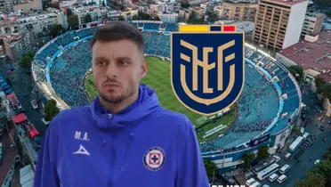 Martin Anselmi, escudo de Ecuador y el Estadio Azul