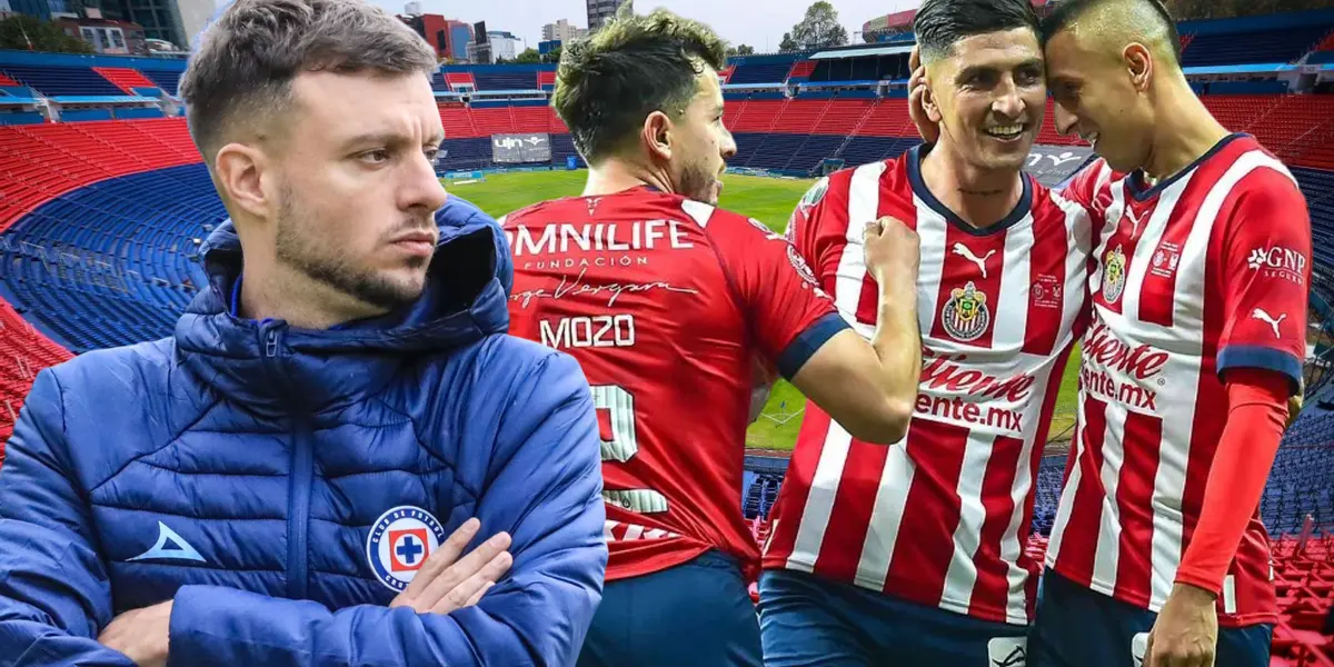 Martín Anselmi y jugadores de Chivas (Foto tomada de: Cruz Azul/Chivas)