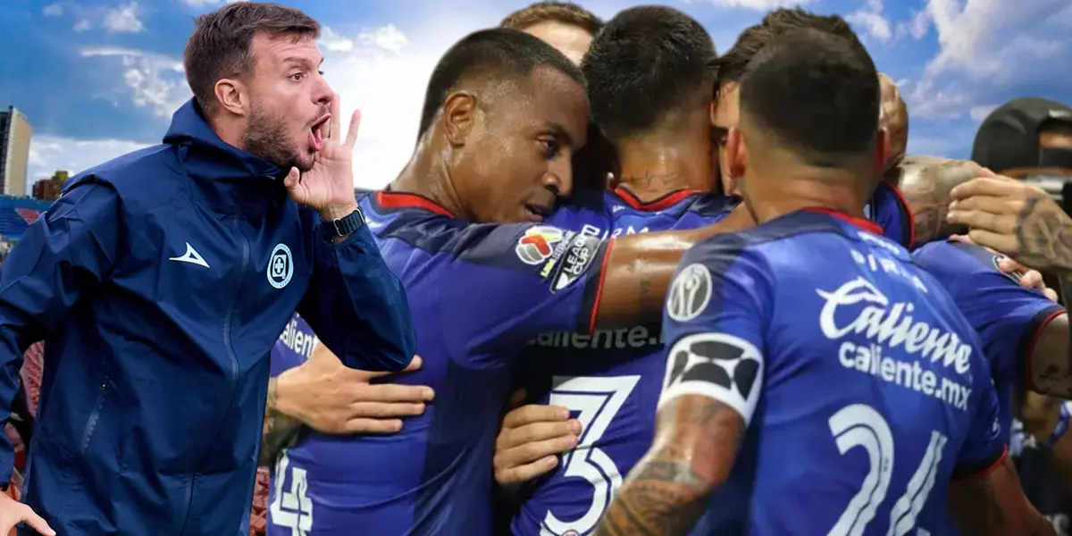 Martín Anselmi y jugadores de Cruz Azul (Foto tomada de: Mexsport)