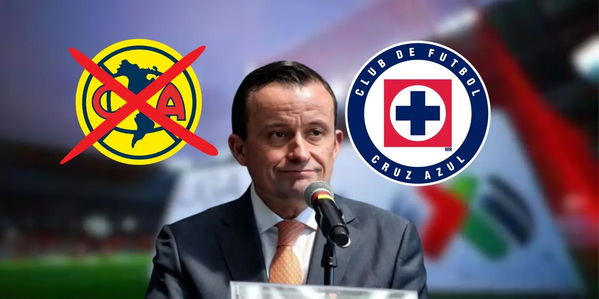 Mikel Arriola con el escudo de América y de Cruz Azul/FOTO: Récord