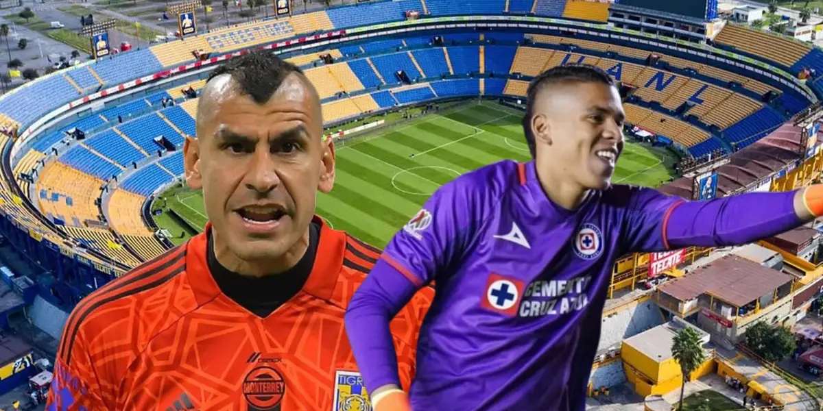 Nahuel Guzmán y Kevin Mier, de fondo estadio universitario