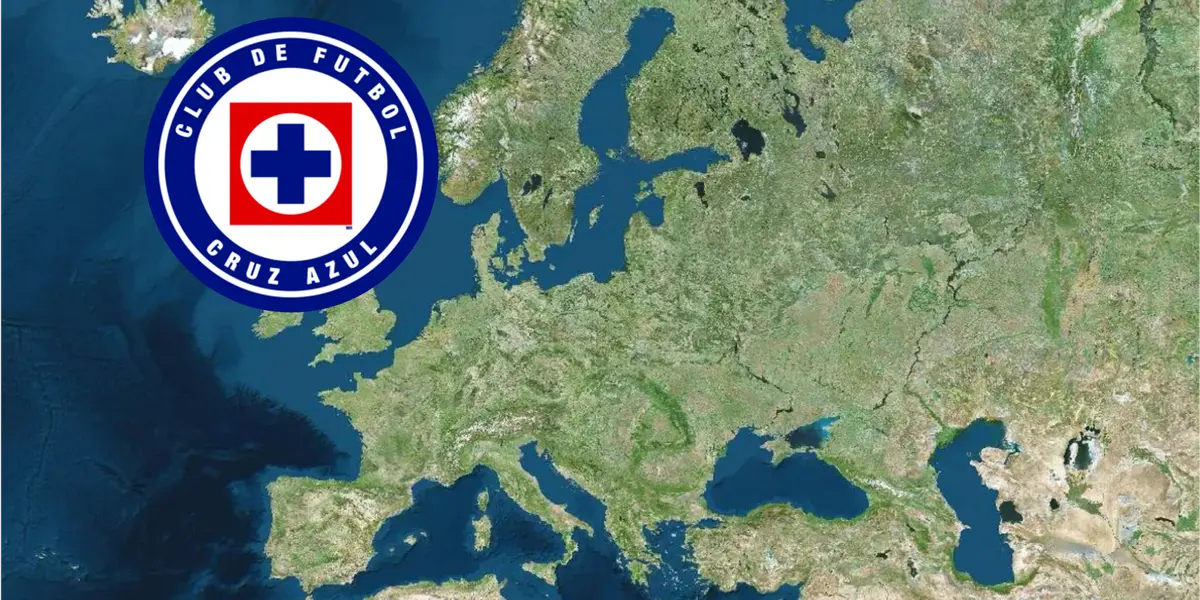 Perfil del continente europeo y junto a esto el escudo de Cruz Azul / ABC