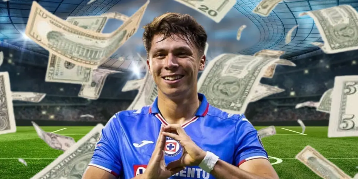 Rodrigo Huescas celebrando gol, con dólare cayendo/FOTO La Máquina Celeste