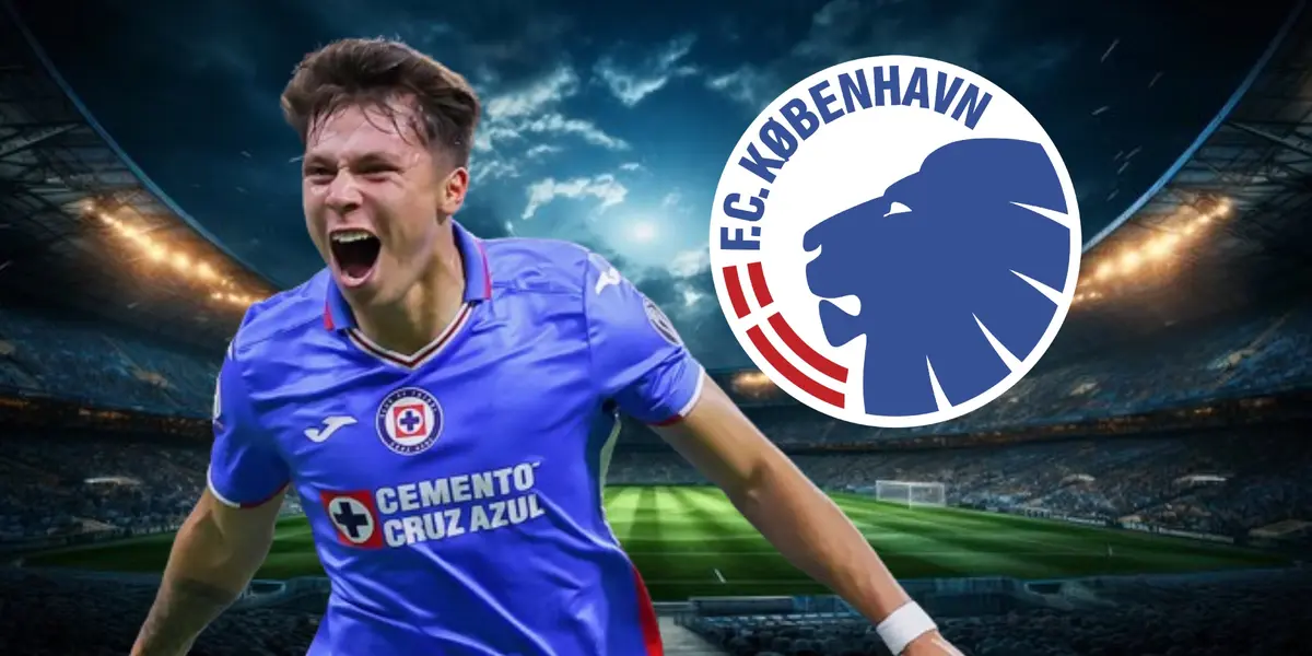 Rodrigo Huescas y el logo de Copenhaguen