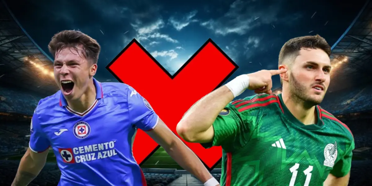 Rodrigo Huescas y Santiago Giménez, de fondo logo de la X