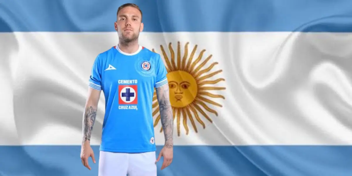 Rotondi con Cruz Azul y bandera de Argentina/FOTO: Cruz Azul