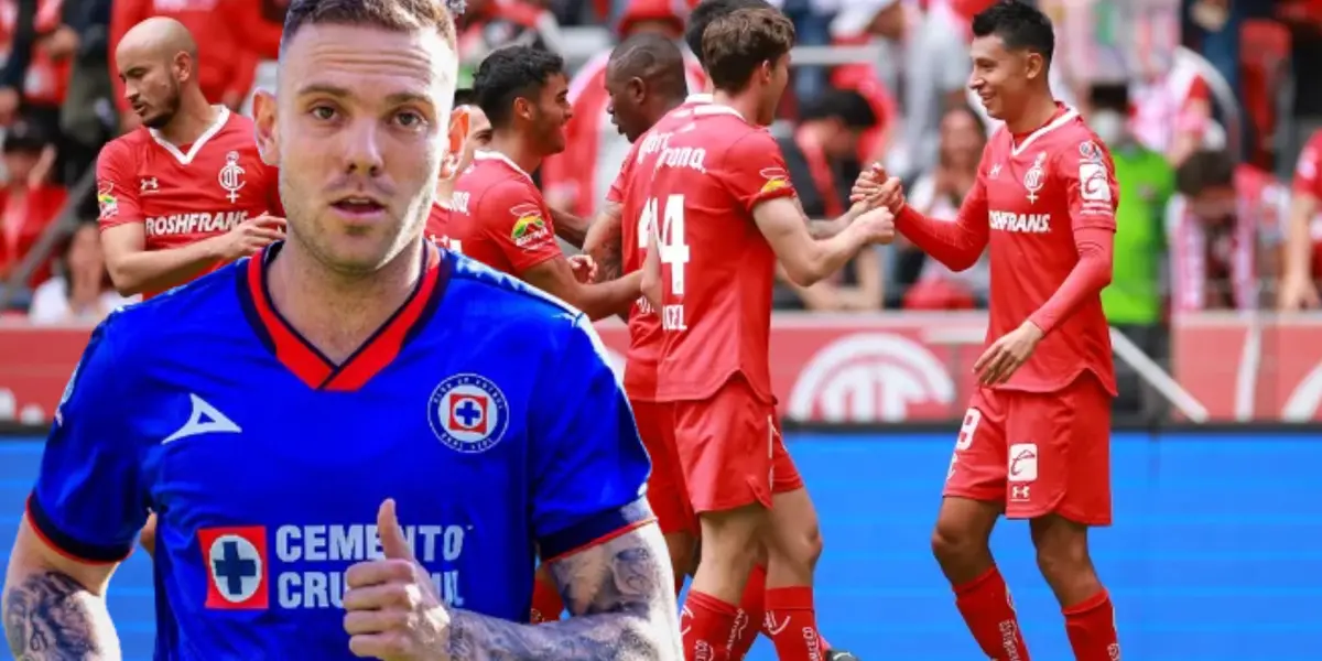 Rotondi con el equipo de Toluca de fondo/La Máquina Celeste