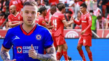 Rotondi con el equipo de Toluca de fondo/La Máquina Celeste