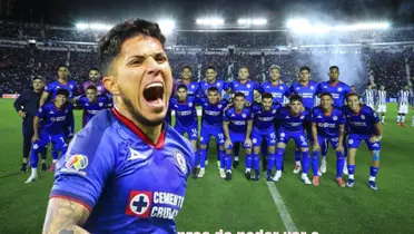 Salcedo con el equipo de Cruz Azul en formación/La Máquina Celeste