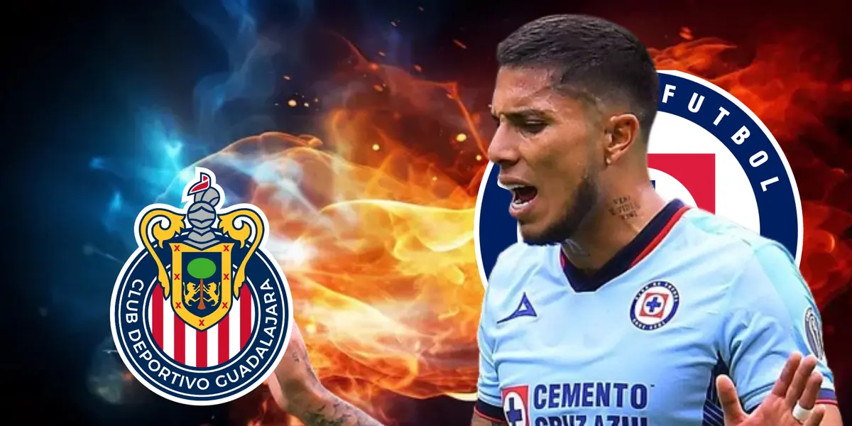 Salcedo con los logos de Cruz Azul y Chivad/FOTO La Máquina Celeste