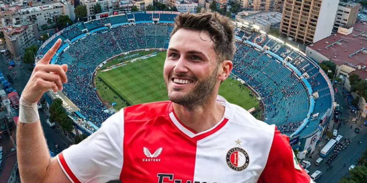 Santi Giménez celebrando gol en el Estadio Azul