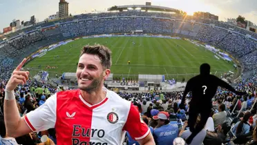 Santiago Giménez celebrando gol, con jugador oculto/FOTO La Máquina Celeste