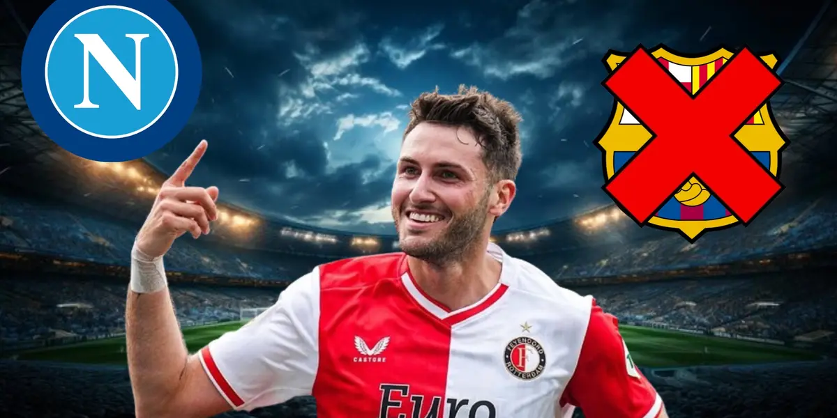 Santiago Giménez. logo de Napoli y Barcelona/FOTO La Máquina Celeste