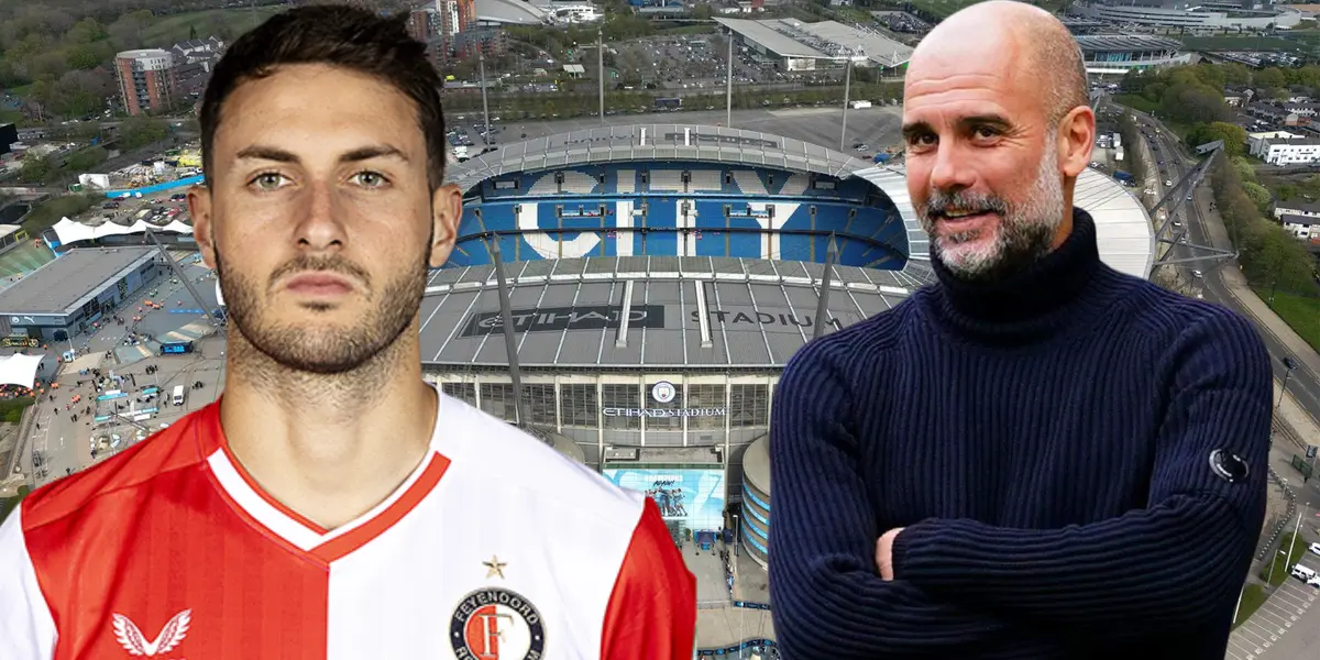 Santiago Giménez y Pep Guardiola (Foto tomada de: Goal/Feyenoord/El Nacional)