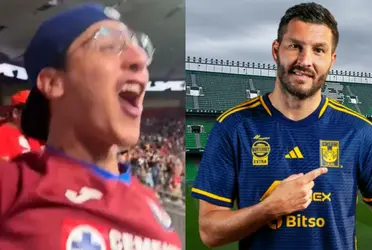 Un fan de La Máquina Celeste festejó el golazo de Gignac en la Leagues Cup.