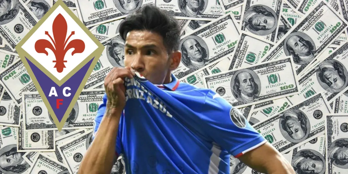 Uriel Antuna besando el escudo de Cruz Azul, escudo de la Fiorentina/La Máquina Celeste