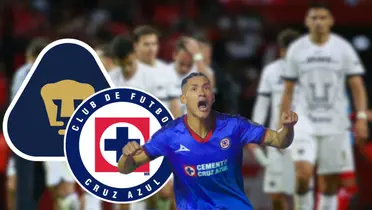 Uriel Antuna celebra un gol con la camiseta de Cruz Azul en Liga MX