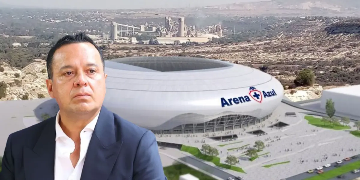 Víctor Velázquez con el nuevo estadio de Cruz Azul/FOTO Diario AS