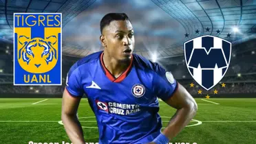 Willer Ditta con los escudos de Tigres y Monterrey