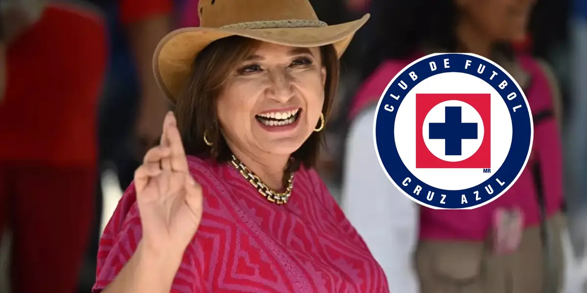 Xochtil Gálvez con el escudo de Cruz Azul a un lado/La Máquina Celeste